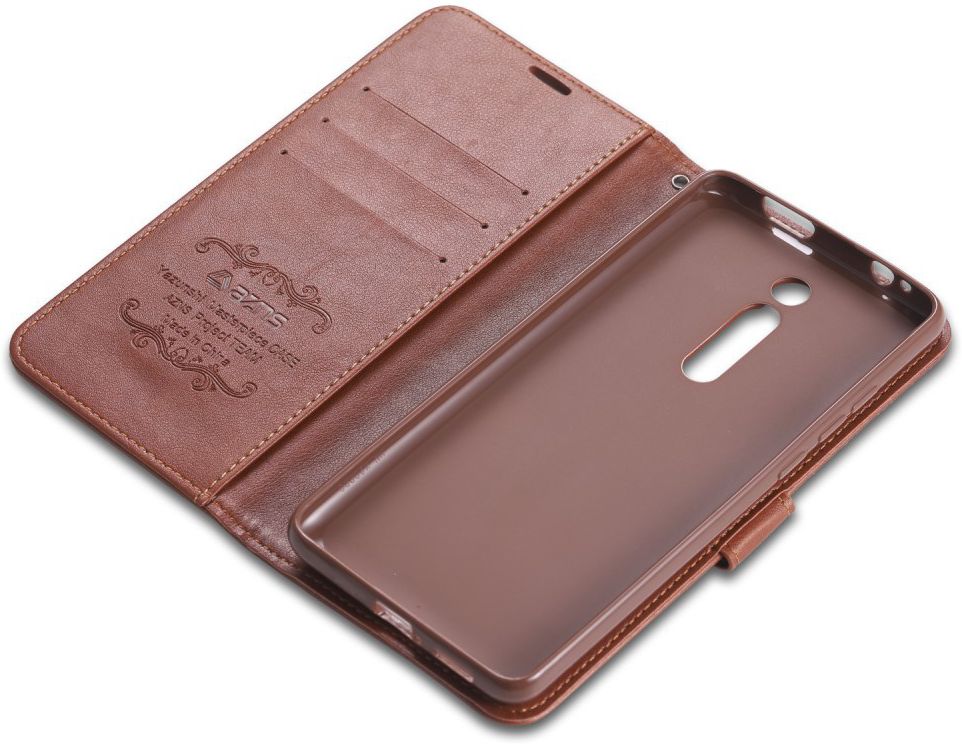 AZNS Xiaomi Mi 9T Portemonnee Stand Hoesje Bruin afbeelding 5