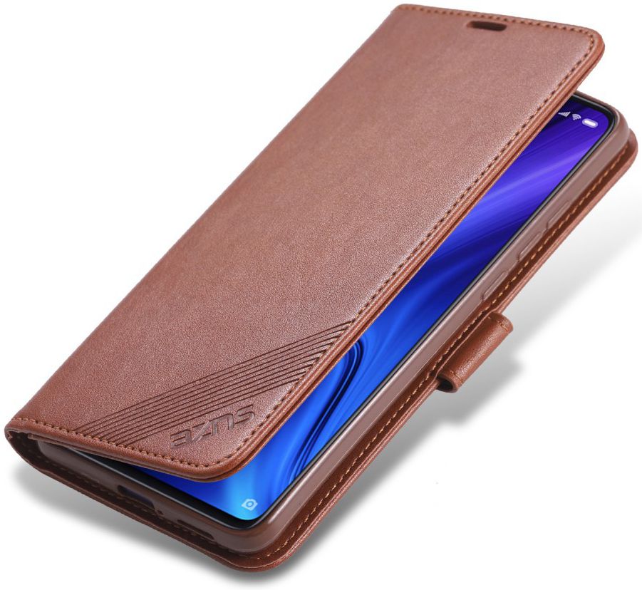 AZNS Xiaomi Mi 9T Portemonnee Stand Hoesje Bruin afbeelding 1