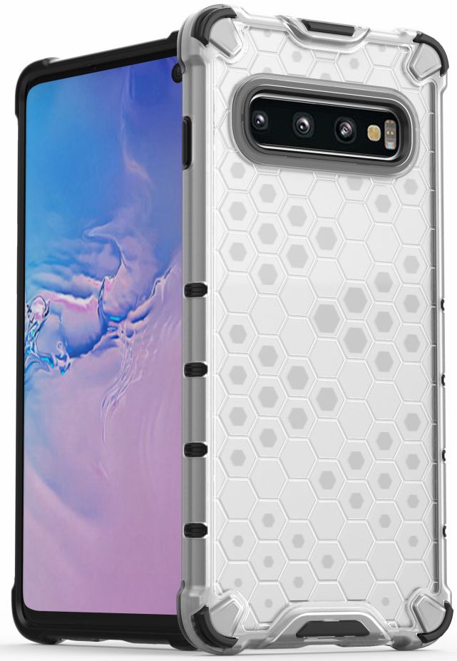 Samsung Galaxy S10 Hybride Honinggraat Hoesje Transparant afbeelding 2
