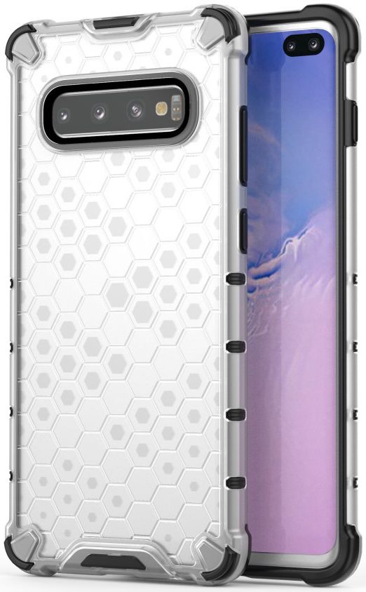 Samsung Galaxy S10 Plus Hybride Honinggraat Hoesje Transparant Wit afbeelding 1