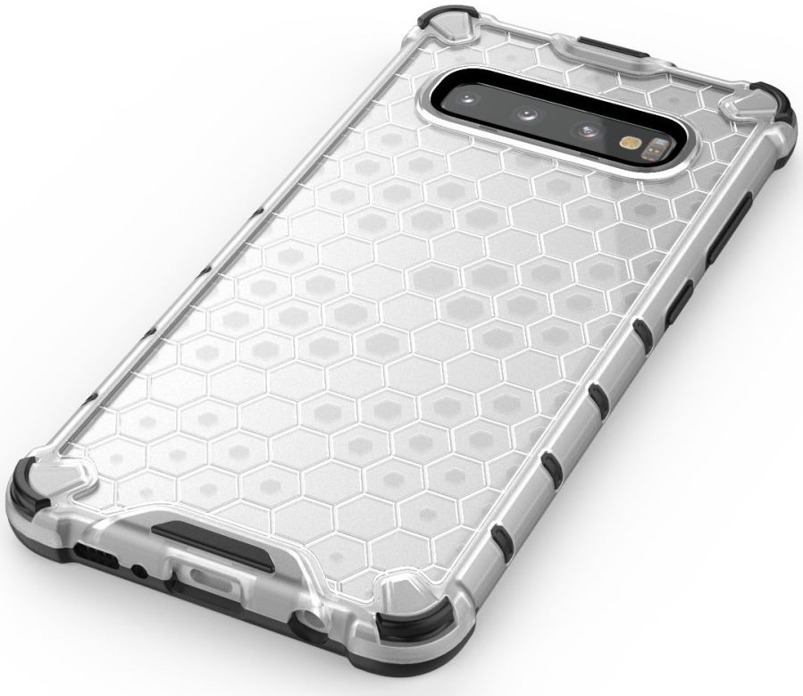 Samsung Galaxy S10 Plus Hybride Honinggraat Hoesje Transparant Wit afbeelding 2