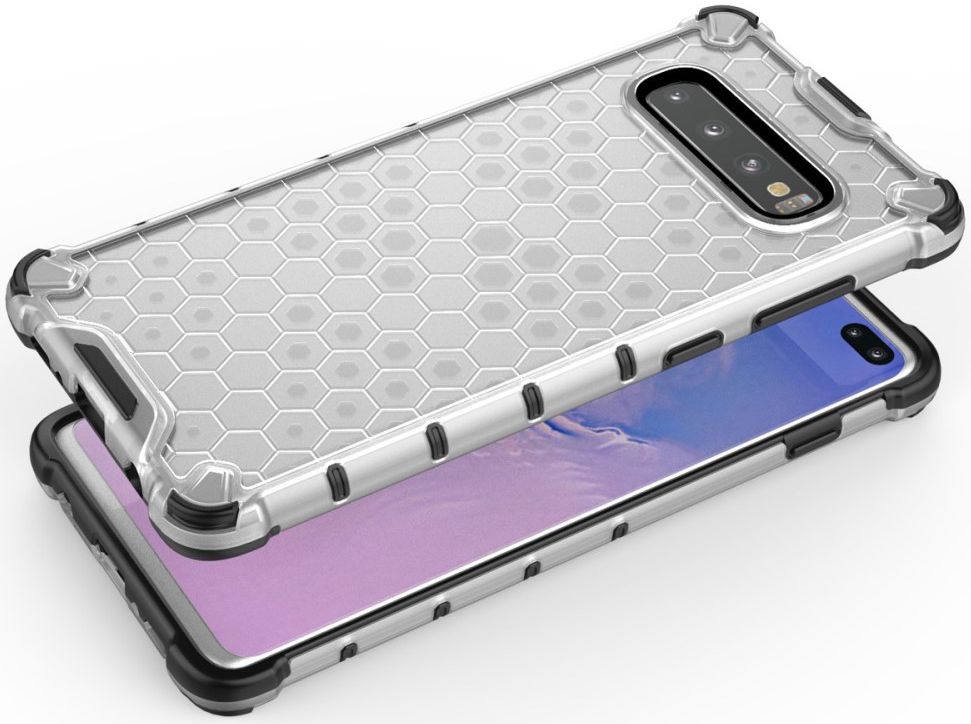 Samsung Galaxy S10 Plus Hybride Honinggraat Hoesje Transparant Wit afbeelding 3