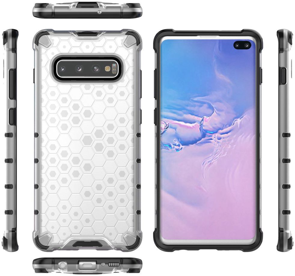 Samsung Galaxy S10 Plus Hybride Honinggraat Hoesje Transparant Wit afbeelding 6