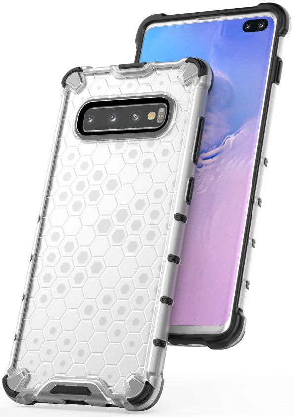 Samsung Galaxy S10 Plus Hybride Honinggraat Hoesje Transparant Wit afbeelding 7