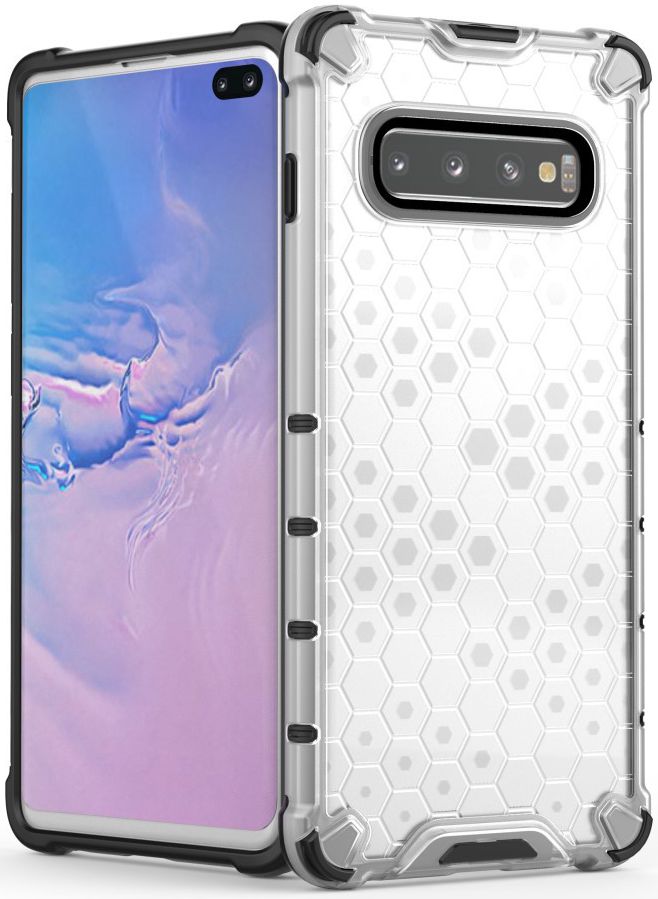 Samsung Galaxy S10 Plus Hybride Honinggraat Hoesje Transparant Wit afbeelding 8