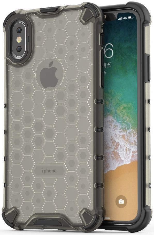 Apple iPhone XS Hybride Honinggraat Hoesje Transparant Zwart afbeelding 1