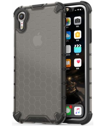 Apple iPhone XR Hybride Honinggraat Hoesje Transparant Zwart Hoesjes