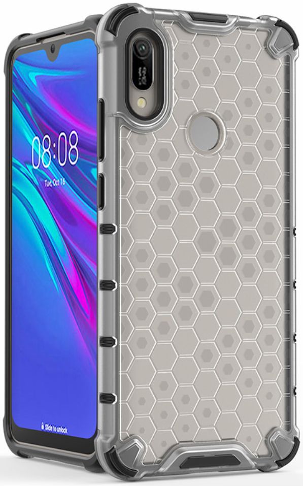 Huawei Y6s / Y6 (2019) Hoesje Hybride Honinggraat Transparant/Wit afbeelding 1