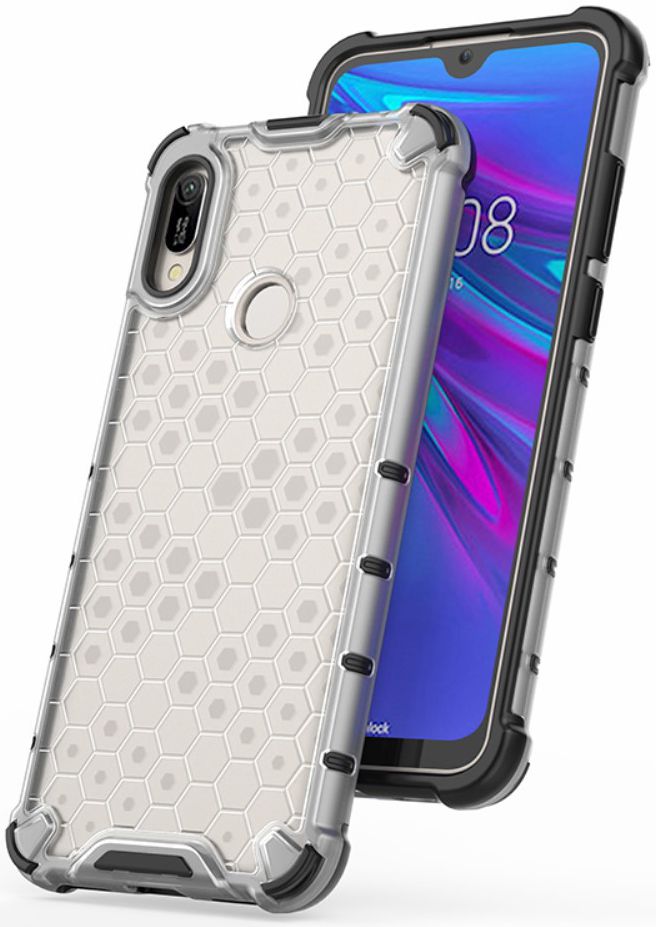 Huawei Y6s / Y6 (2019) Hoesje Hybride Honinggraat Transparant/Wit afbeelding 10