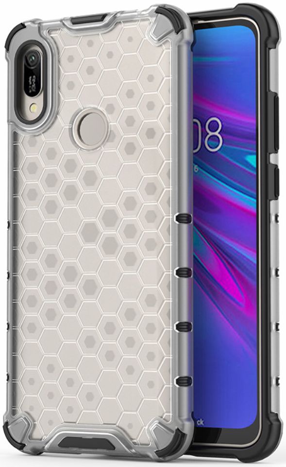 Huawei Y6s / Y6 (2019) Hoesje Hybride Honinggraat Transparant/Wit afbeelding 2