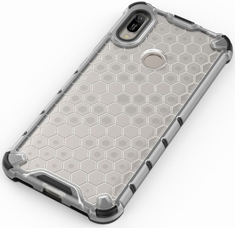 Huawei Y6s / Y6 (2019) Hoesje Hybride Honinggraat Transparant/Wit afbeelding 6