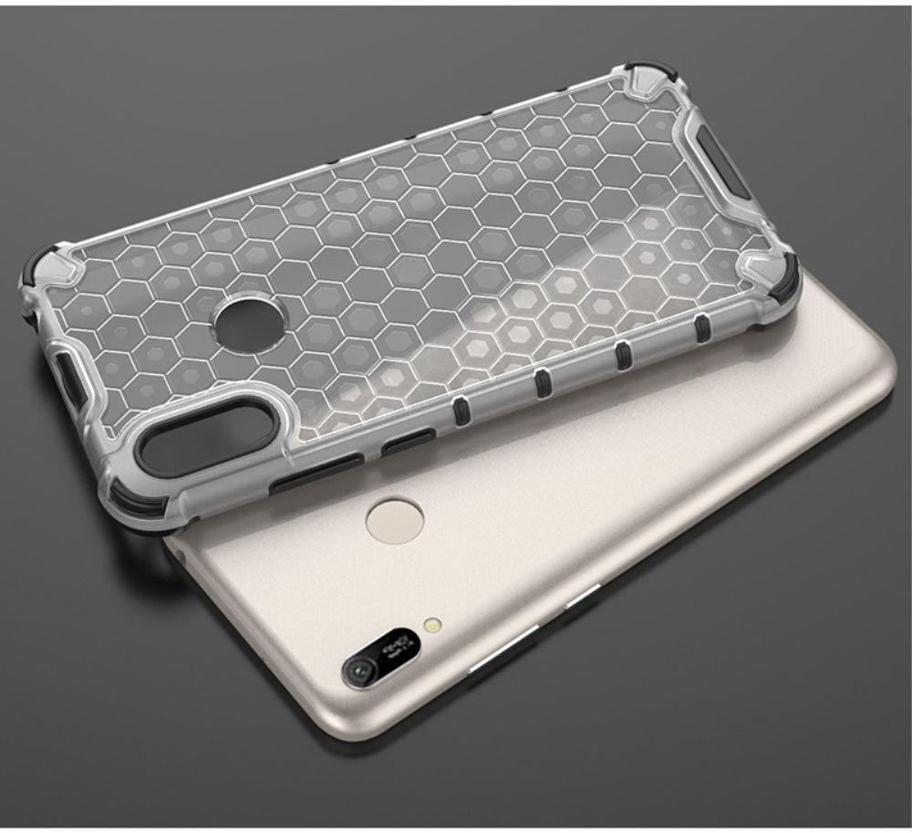 Huawei Y6s / Y6 (2019) Hoesje Hybride Honinggraat Transparant/Wit afbeelding 8