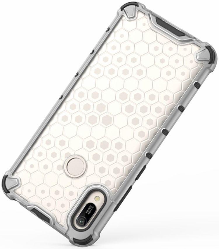 Huawei Y6s / Y6 (2019) Hoesje Hybride Honinggraat Transparant/Wit afbeelding 9