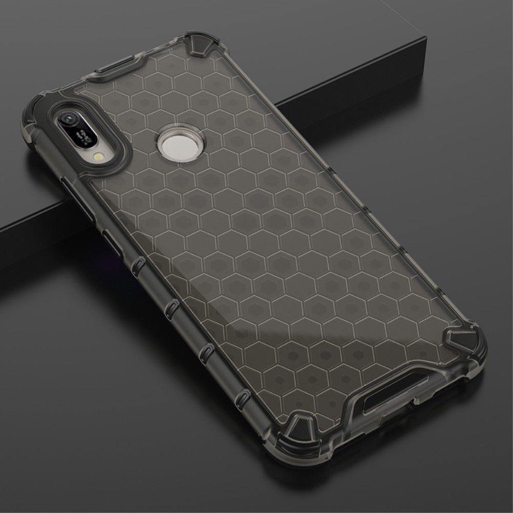Huawei Y6s / Y6 (2019) Hoesje Hybride Honinggraat Transparant/Zwart afbeelding 3