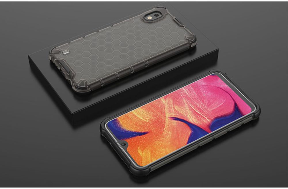 Samsung Galaxy A10 Hybride Honinggraat Hoesje Transparant Zwart afbeelding 3