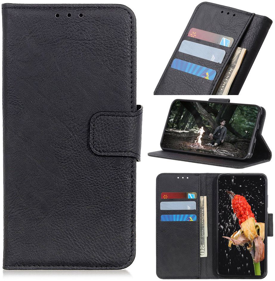 Samsung Galaxy Note 10 Litchi Skin Portemonnee Hoesje Zwart afbeelding 3