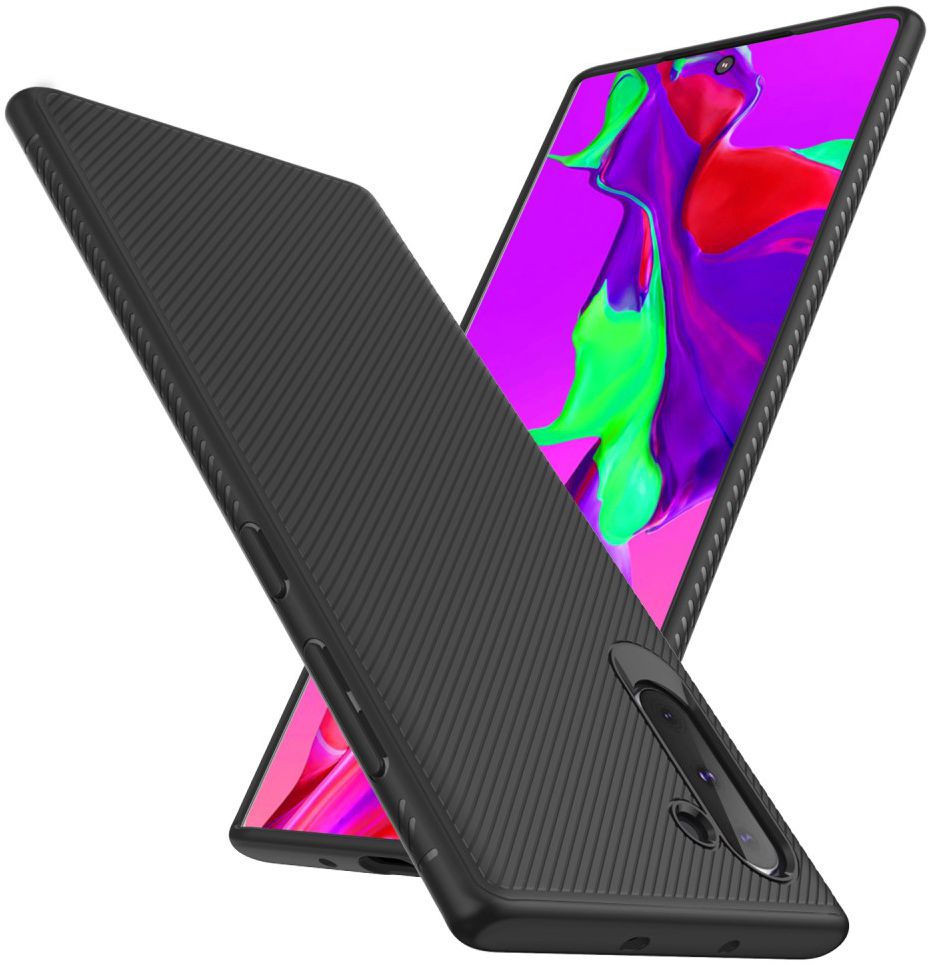 Samsung Galaxy Note 10 Twill Slim Texture Back Cover Zwart afbeelding 2