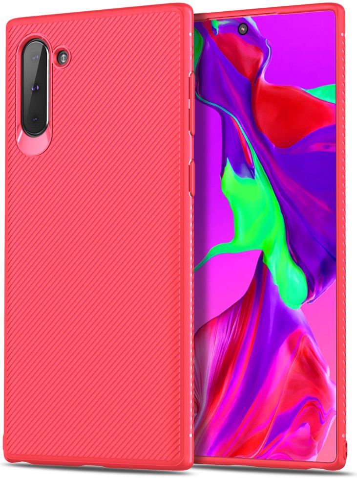 Samsung Galaxy Note 10 Twill Slim Texture Back Cover Rood afbeelding 1