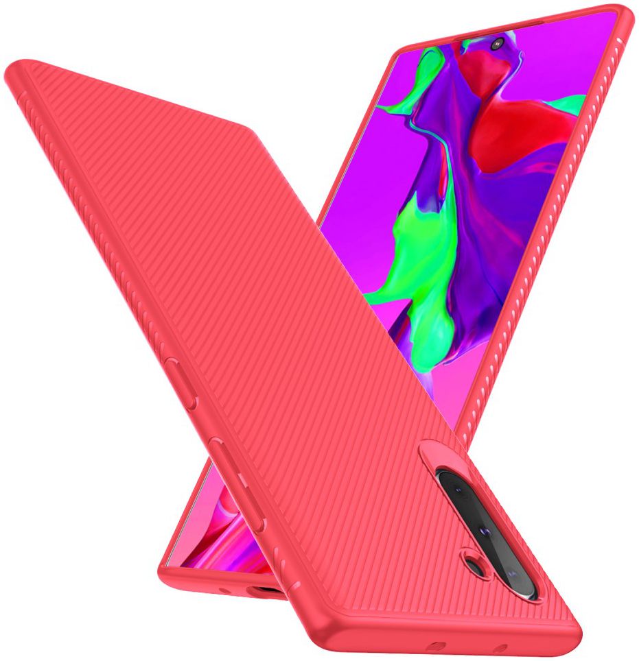 Samsung Galaxy Note 10 Twill Slim Texture Back Cover Rood afbeelding 2