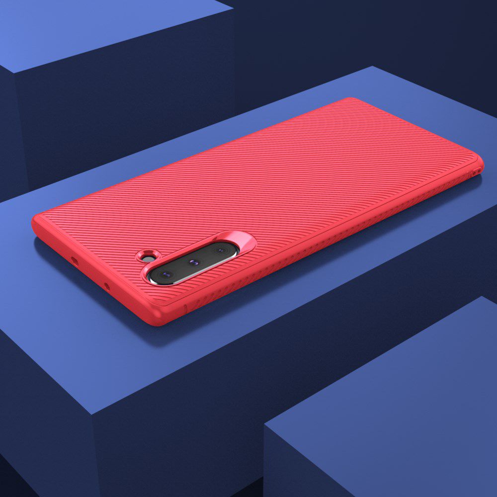 Samsung Galaxy Note 10 Twill Slim Texture Back Cover Rood afbeelding 9