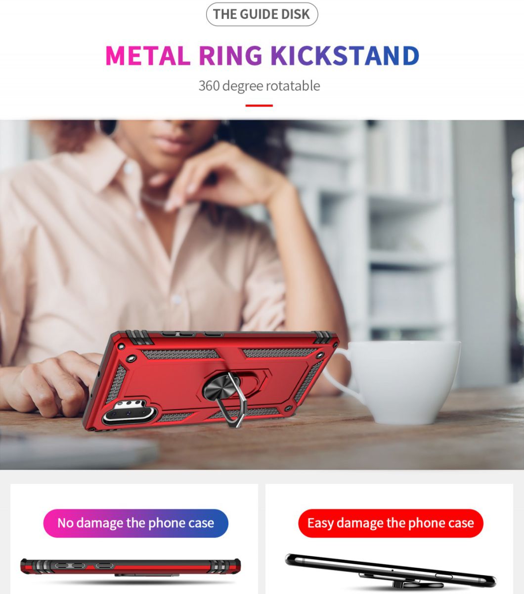 Samsung Galaxy Note 10 Plus Hybride Kickstand Hoesje Rood afbeelding 13