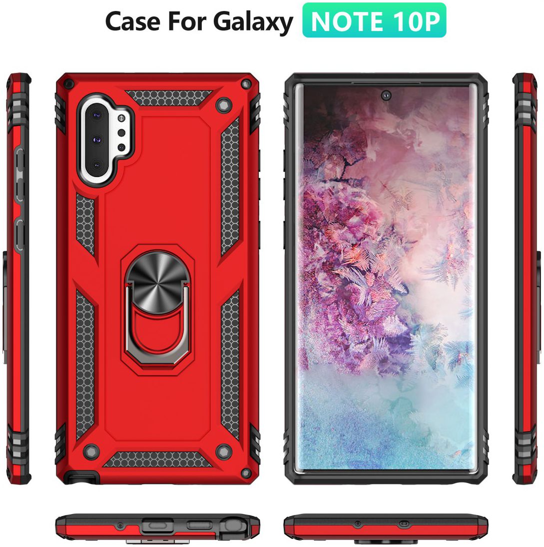 Samsung Galaxy Note 10 Plus Hybride Kickstand Hoesje Rood afbeelding 4