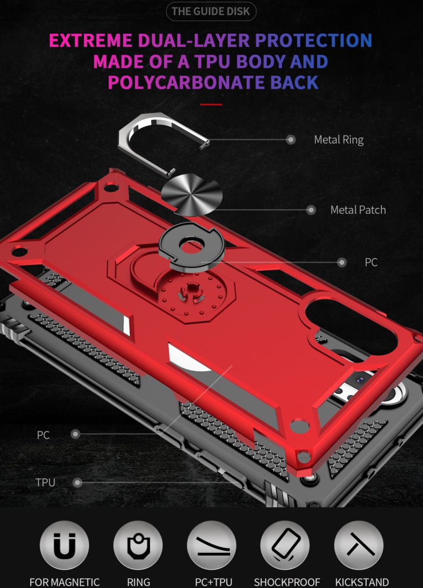 Samsung Galaxy Note 10 Plus Hybride Kickstand Hoesje Rood afbeelding 8