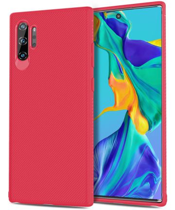 Samsung Galaxy Note 10 Plus Twill Slim Texture Back Cover Rood Hoesjes