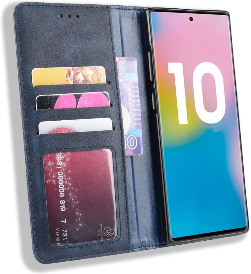 Samsung Galaxy Note 10 Plus Vintage Portemonnee Hoesje Blauw afbeelding 1