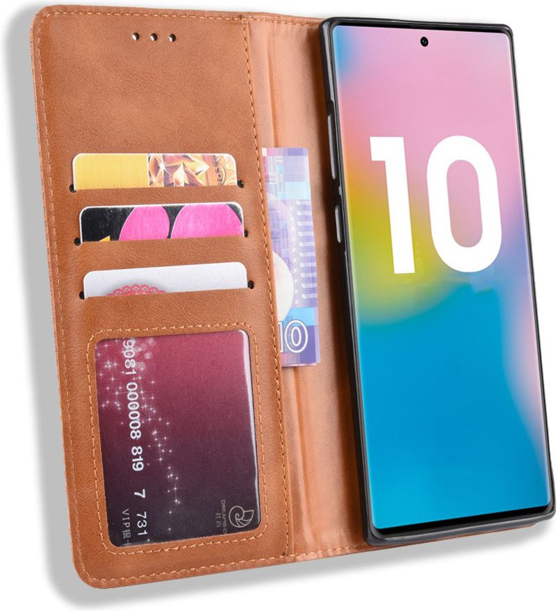 Samsung Galaxy Note 10 Plus Vintage Portemonnee Hoesje Bruin afbeelding 1