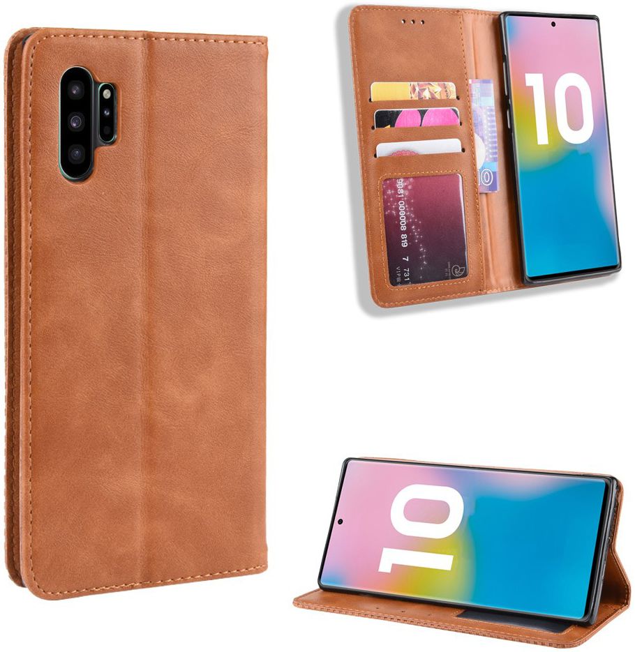 Samsung Galaxy Note 10 Plus Vintage Portemonnee Hoesje Bruin afbeelding 3
