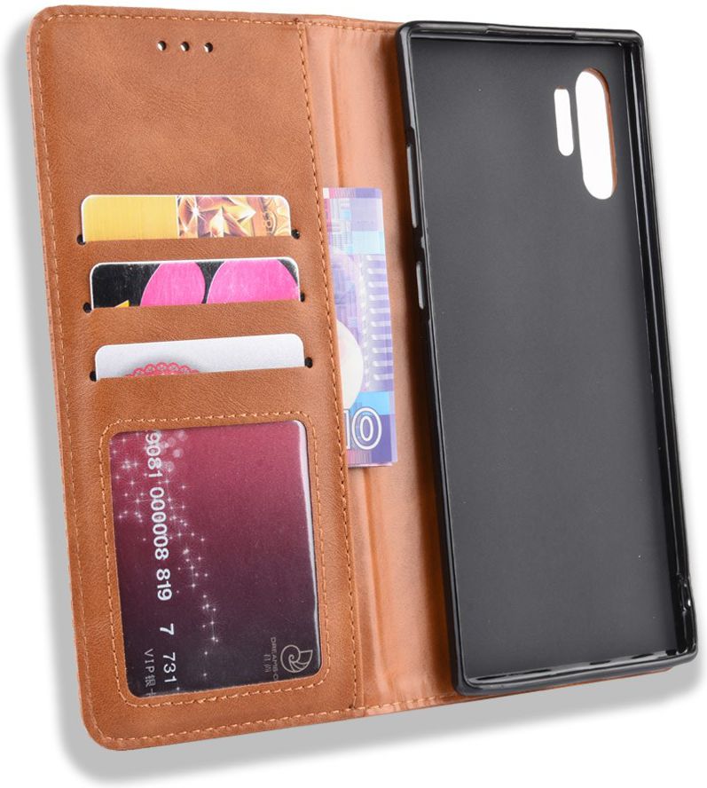Samsung Galaxy Note 10 Plus Vintage Portemonnee Hoesje Bruin afbeelding 5