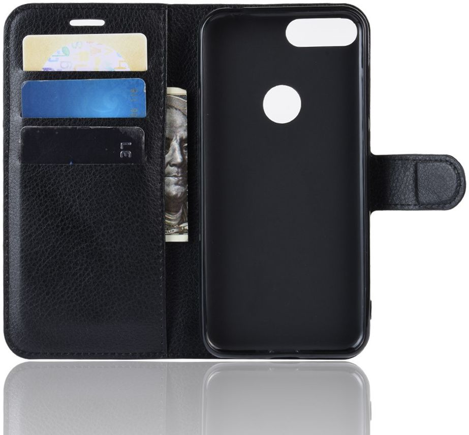 Alcatel 1S (2019) Portemonnee Hoesje Lychee Zwart afbeelding 4