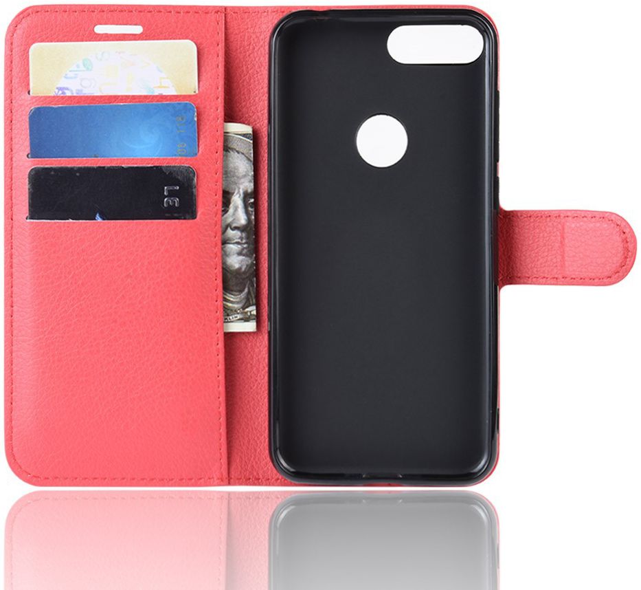Alcatel 1S (2019) Portemonnee Hoesje Lychee Rood afbeelding 3