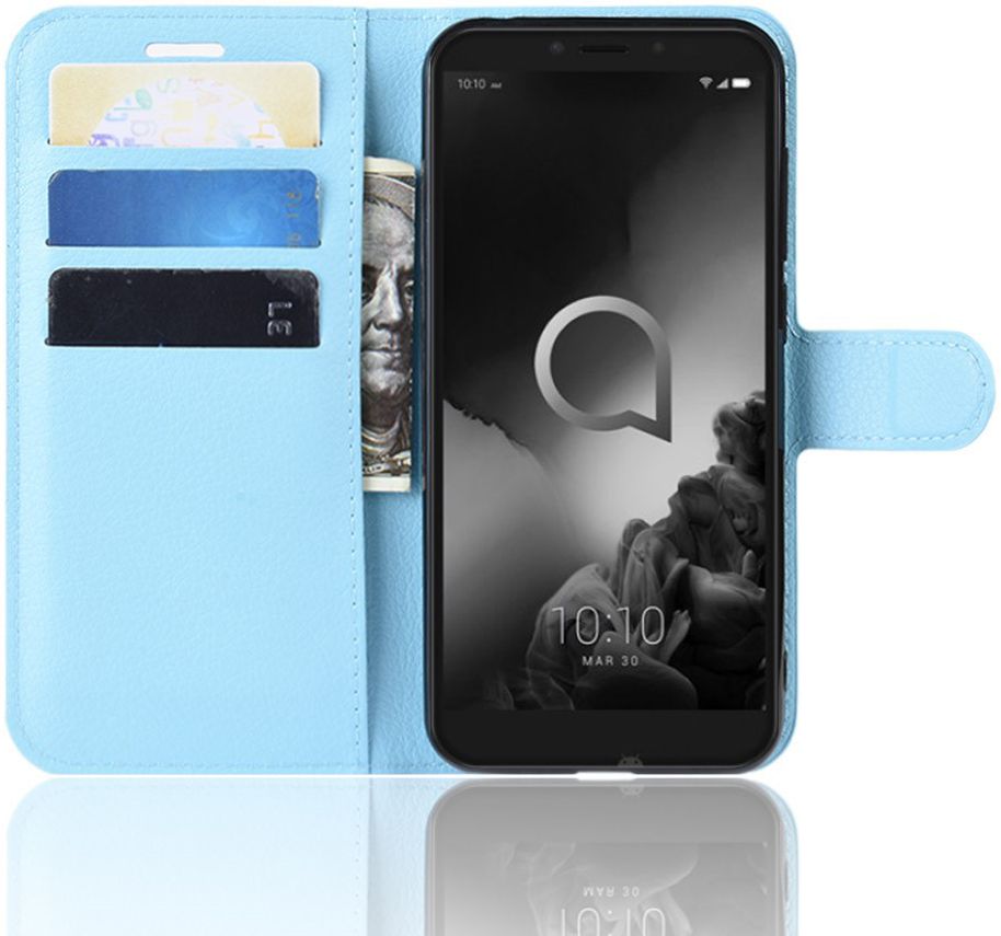 Alcatel 1S (2019) Portemonnee Hoesje Lychee Blauw afbeelding 1