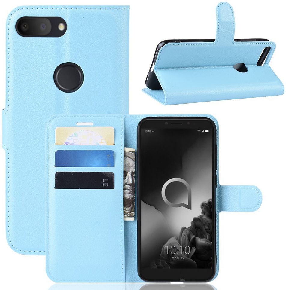 Alcatel 1S (2019) Portemonnee Hoesje Lychee Blauw afbeelding 5