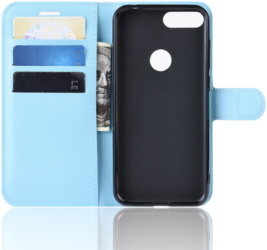 Alcatel 1S (2019) Portemonnee Hoesje Lychee Blauw afbeelding 6