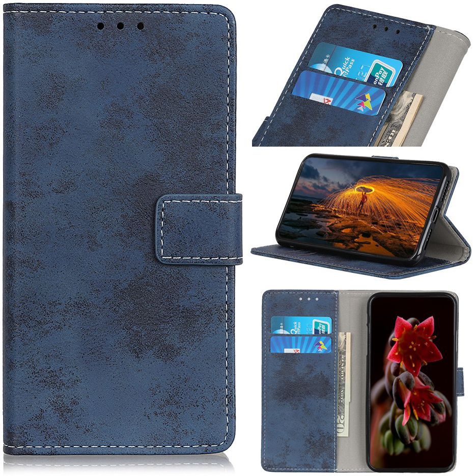 Alcatel 1S (2019) Vintage Portemonnee Hoesje Blauw afbeelding 6