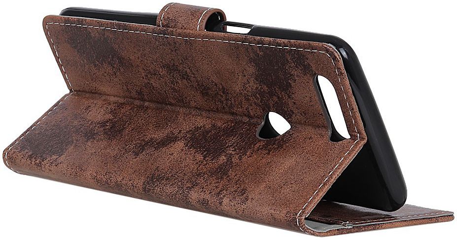 Alcatel 1S (2019) Vintage Portemonnee Hoesje Donkerbruin afbeelding 3