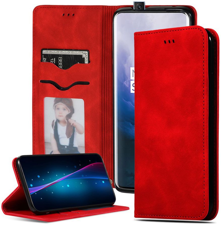 OnePlus 7 Pro Stijlvol Portemonnee Hoesje Rood afbeelding 1