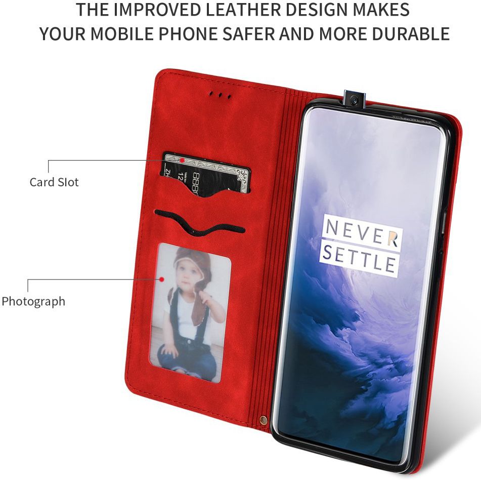 OnePlus 7 Pro Stijlvol Portemonnee Hoesje Rood afbeelding 3