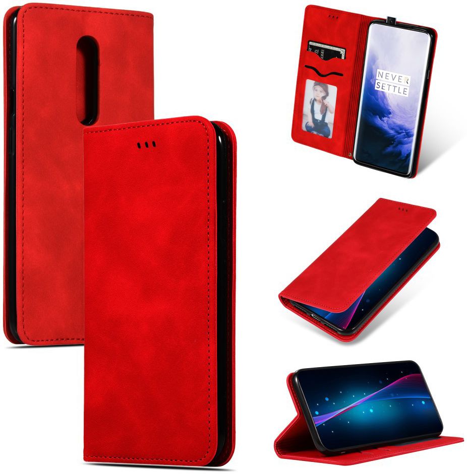 OnePlus 7 Pro Stijlvol Portemonnee Hoesje Rood afbeelding 4