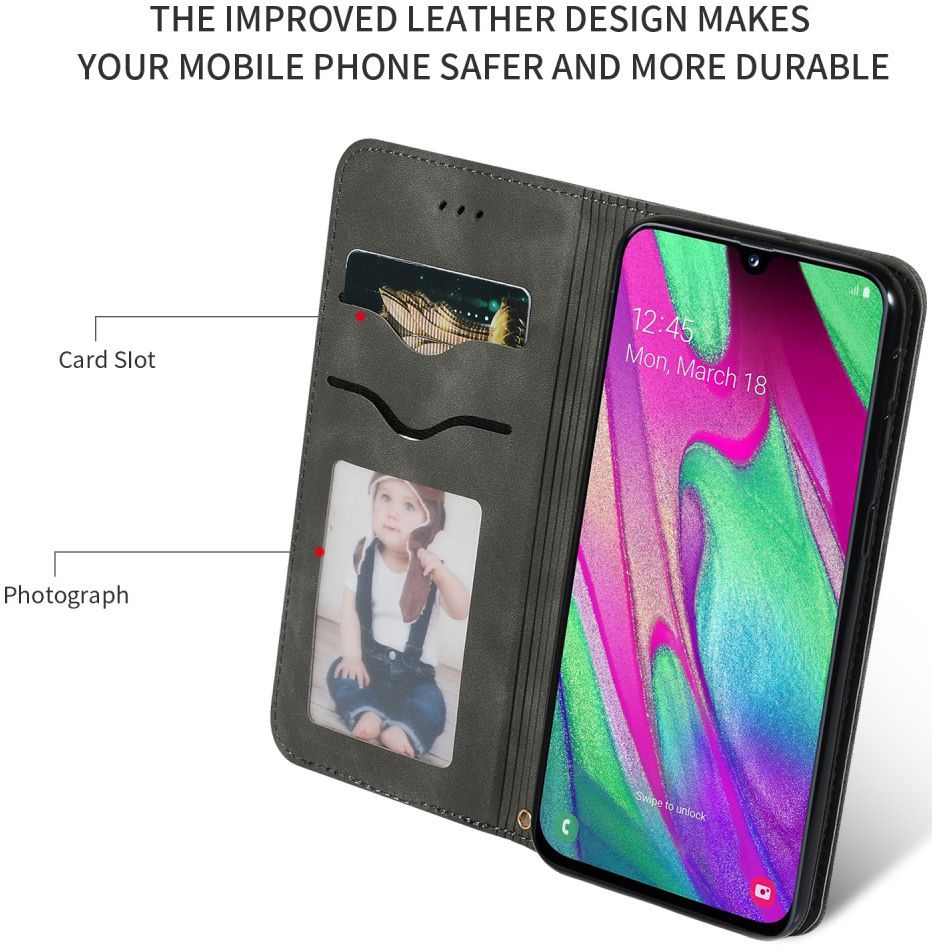 Samsung Galaxy A40 Luxe Portemonnee Hoesje Zwart afbeelding 2