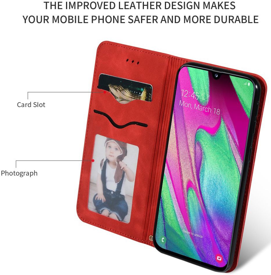 Samsung Galaxy A40 Luxe Portemonnee Hoesje Rood afbeelding 3