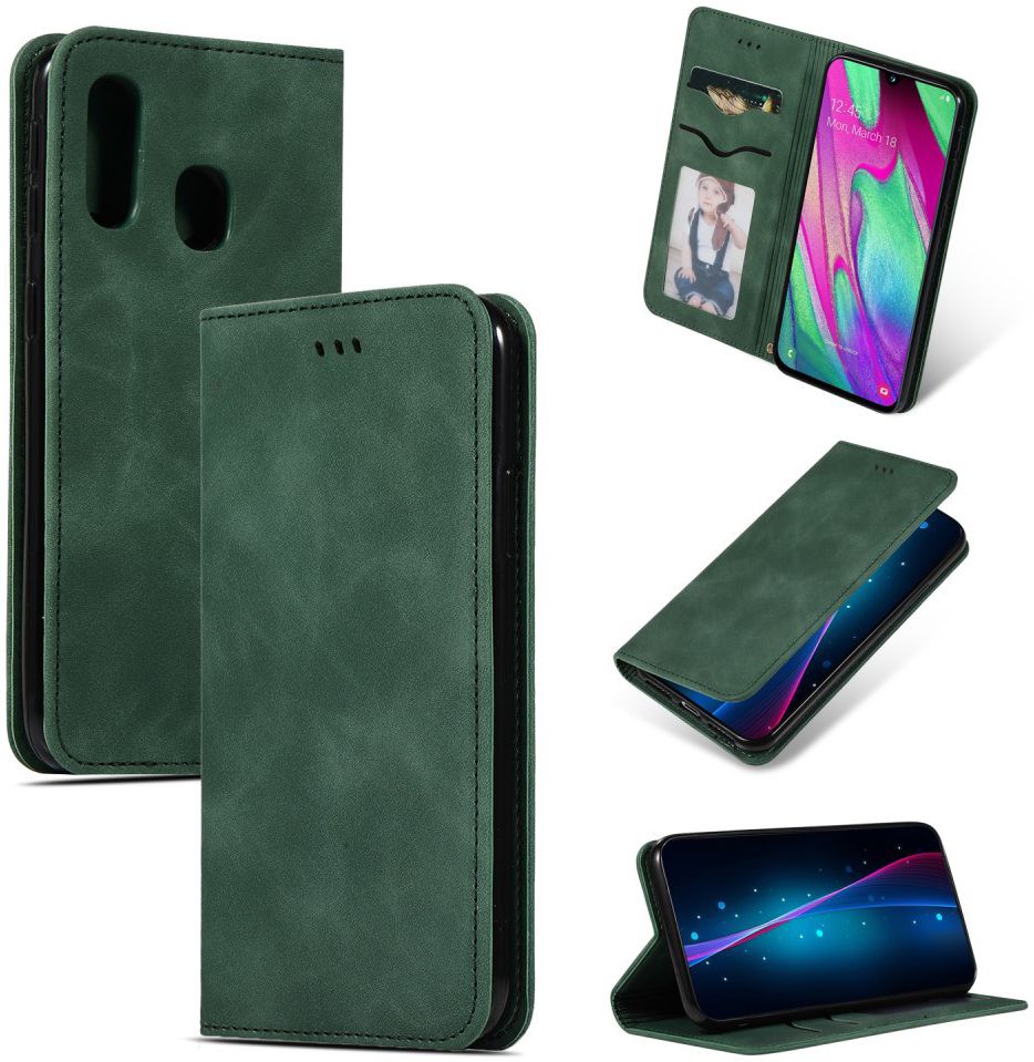 Samsung Galaxy A40 Luxe Portemonnee Hoesje Groen afbeelding 1