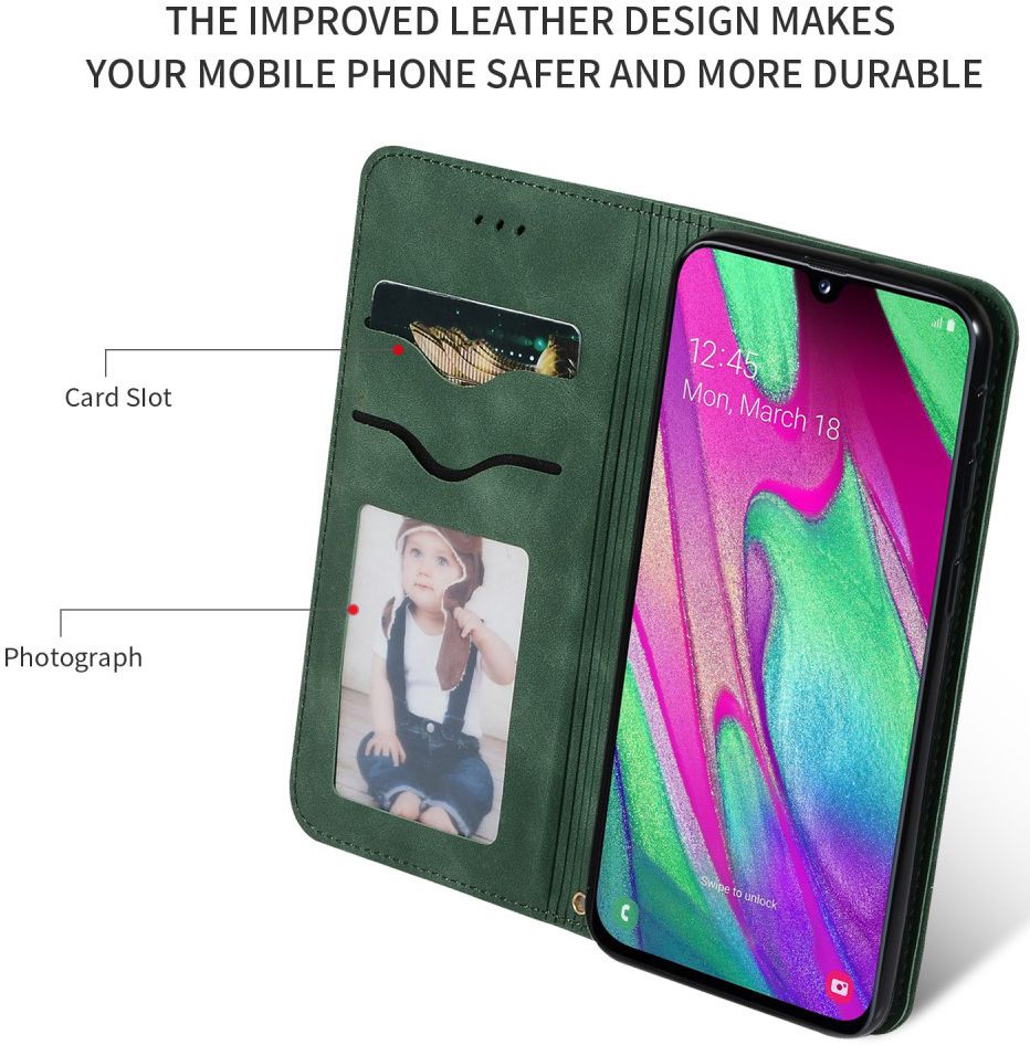 Samsung Galaxy A40 Luxe Portemonnee Hoesje Groen afbeelding 2