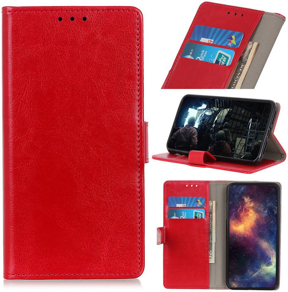 Samsung Galaxy A50 Book Case Hoesje Wallet Standaard Kunst Leer Rood afbeelding 12