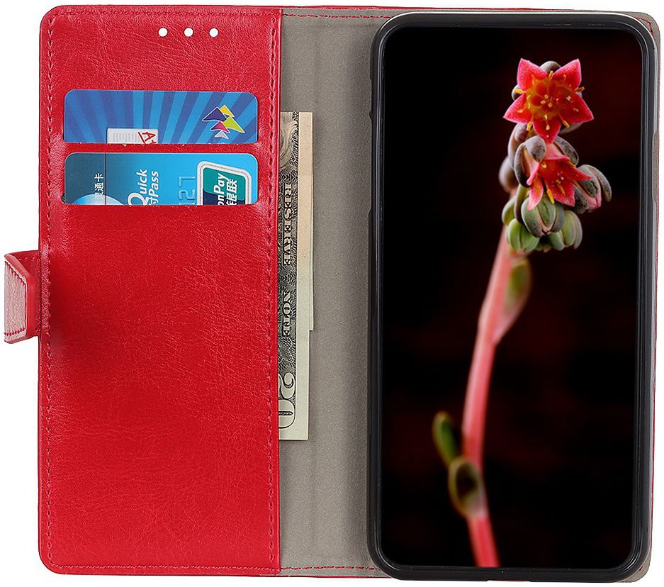 Samsung Galaxy A50 Book Case Hoesje Wallet Standaard Kunst Leer Rood afbeelding 2