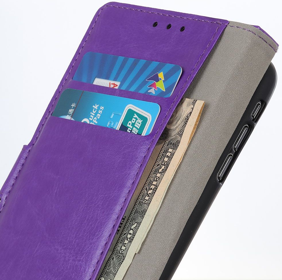 Samsung Galaxy A50 Book Case Hoesje Wallet Standaard Kunst Leer Paars afbeelding 10