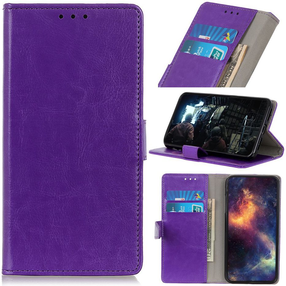 Samsung Galaxy A50 Book Case Hoesje Wallet Standaard Kunst Leer Paars afbeelding 12
